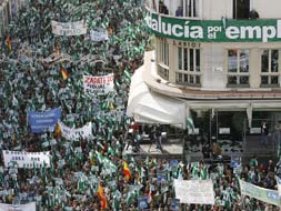 Demonstration in Malaga to demand employment in Andalucía