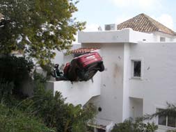 Hire car catapults over a tree