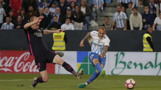 Sandro puts Malaga ahead shortly after the half-hour mark on a remarkable night for the hosts.
