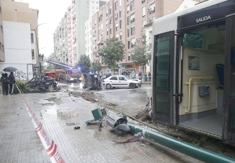 Out-of-control bus ploughs into parked cars as driver suffers heart attack