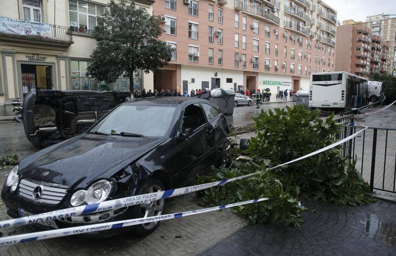 Out-of-control bus ploughs into parked cars as driver suffers heart attack