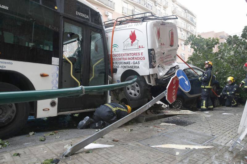 Out-of-control bus ploughs into parked cars as driver suffers heart attack
